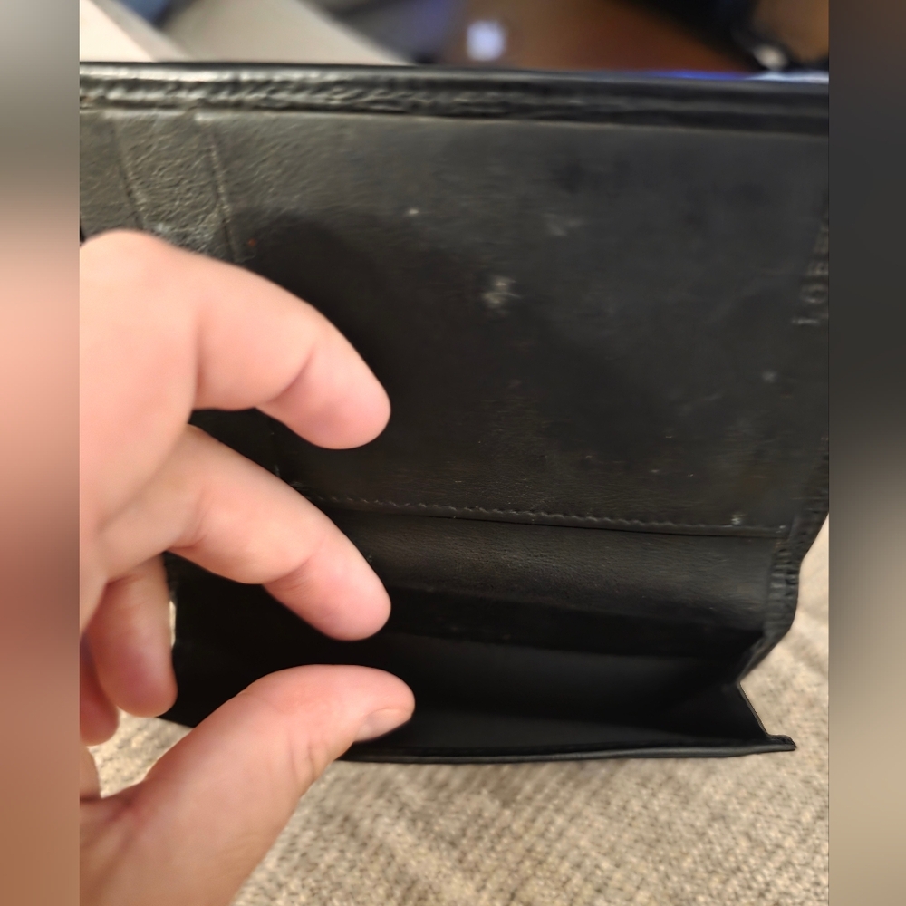 Loewe Black Grained Leather Trifold Wallet EUC - Picture 2 of 4